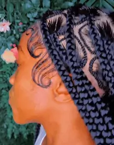Completed braided wig installation
